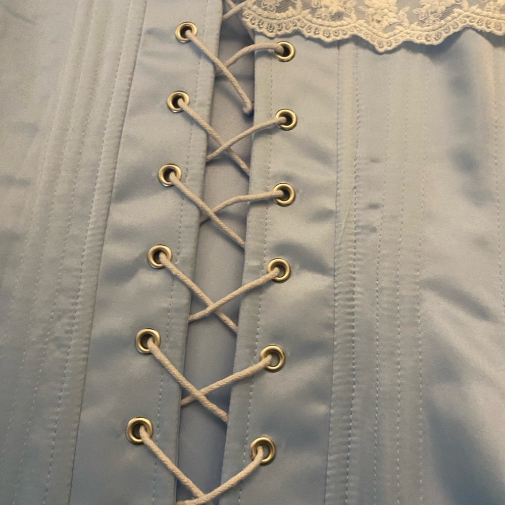 Nwot Daizbella Blue Corset Medieval Renaissance Lace Up Satin XL Vintage Style - Picture 3 of 7